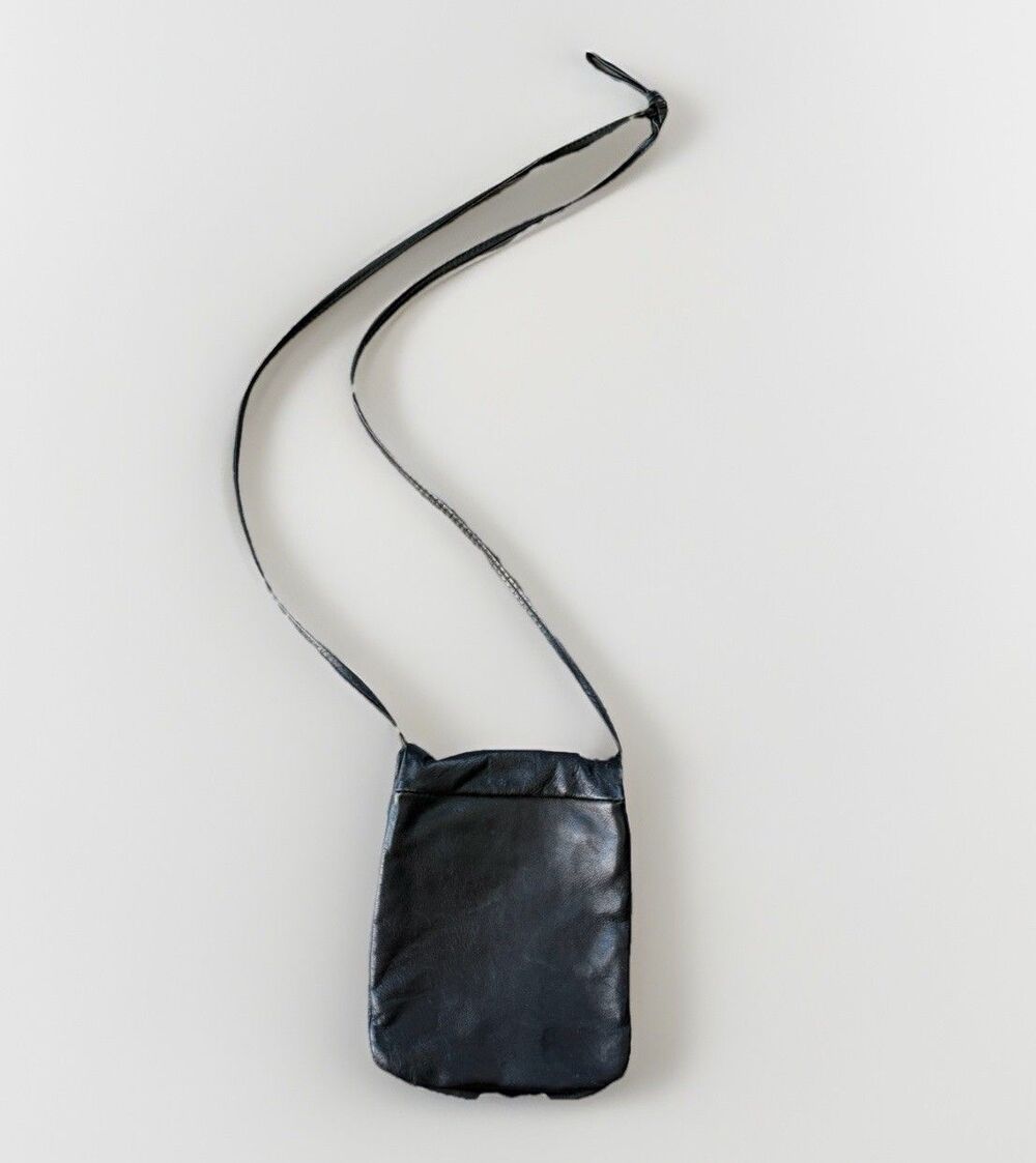 Vintage Black Leather Small Crossbody Bag Minimalist Shoulder Pouch Purse